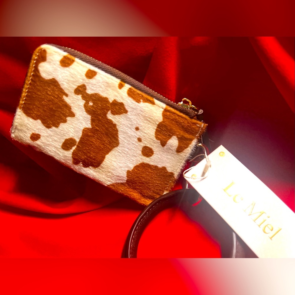 Cow Print Canvas Wristlet